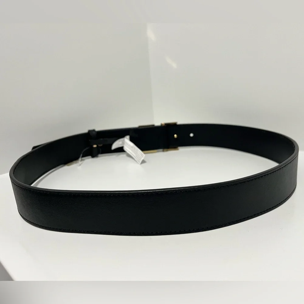 NEW J. Crew double gold buckle black leather belt size medium CG311 $89.50 - Picture 8 of 13